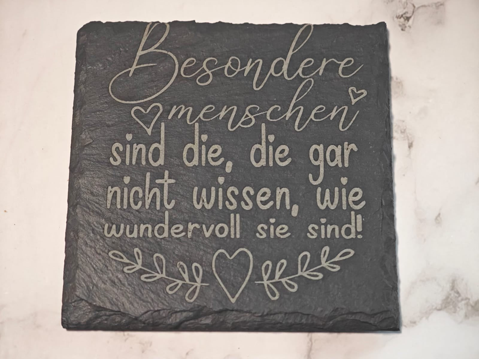 Untersetzer Individuelle gestaltete Untersetzer, Schiefer 10*10 cm Gravur Geburtstagsgeschenke - Kreativstuebchen