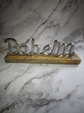 Aufsteller "Daheim" Schriftzug mit Sockel zum Stellen, Tischdeko, Fensterbank,Home, Holzdeko - Kreativstuebchen