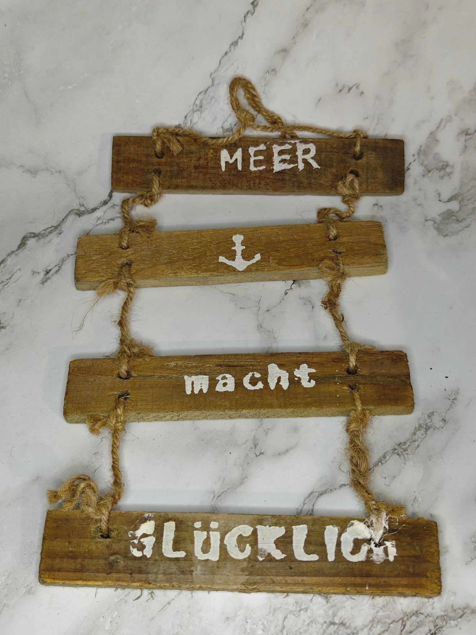Treibholz Leiter mit Sprüche Maritim Wanddeko Aufhänger - Kreativstuebchen