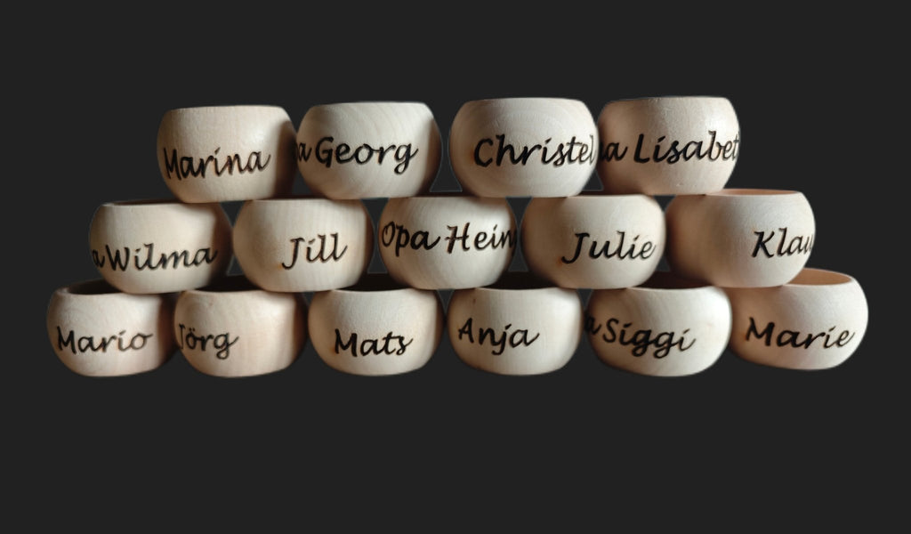 Servierten Ringe aus Holz, Tischdeko, Weihnachtsdeko, Hochzeitsdeko, Personalisierte Serviertenringe - Kreativstuebchen