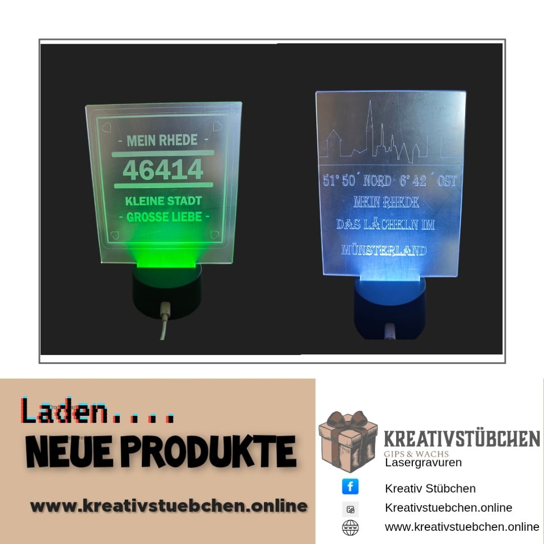 LED Leuchte mit Acrylglas mit Fernbedienung, Geschenk oder Dekoration - Kreativstuebchen