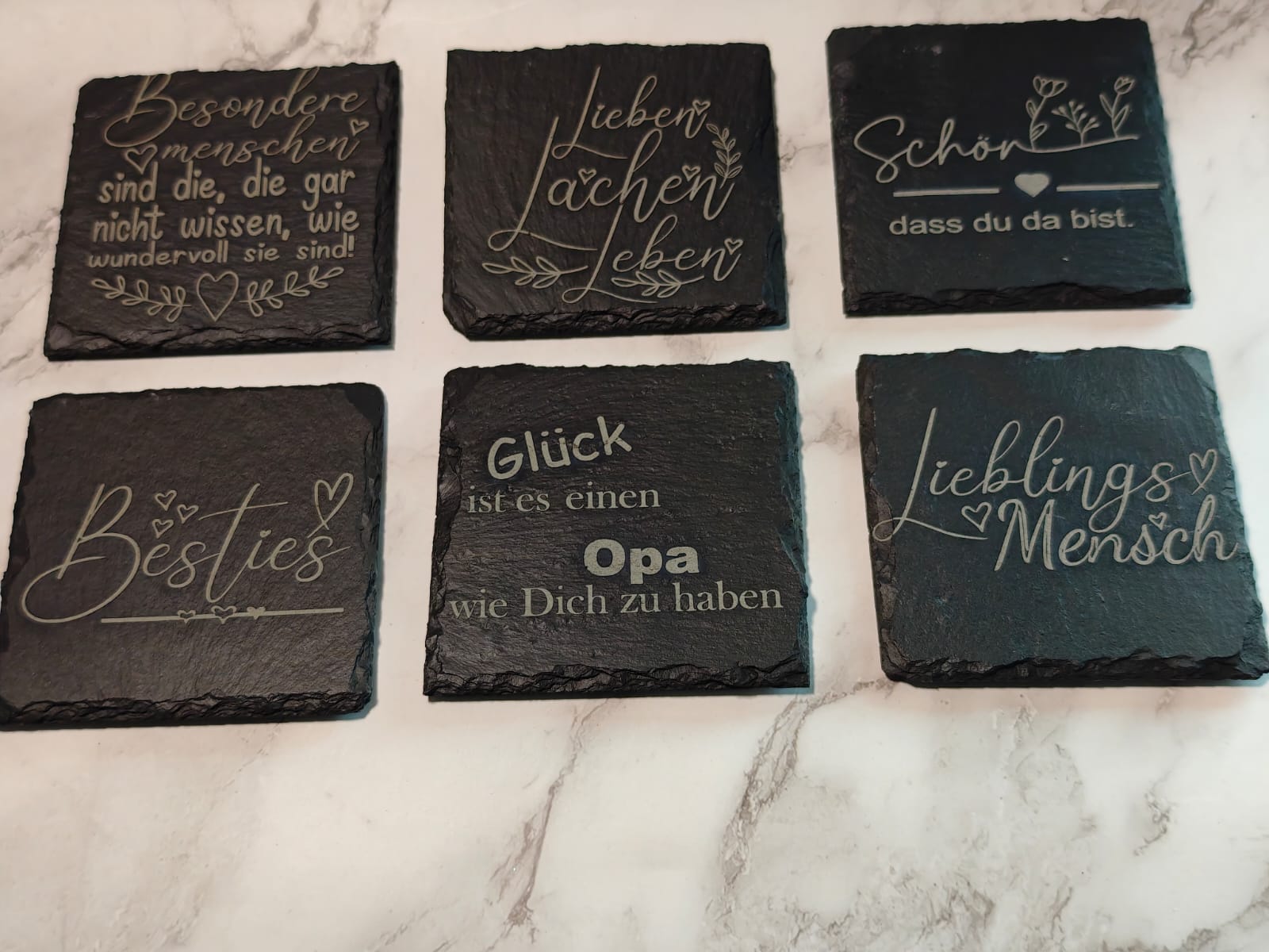 Untersetzer Individuelle gestaltete Untersetzer, Schiefer 10*10 cm Gravur Geburtstagsgeschenke - Kreativstuebchen