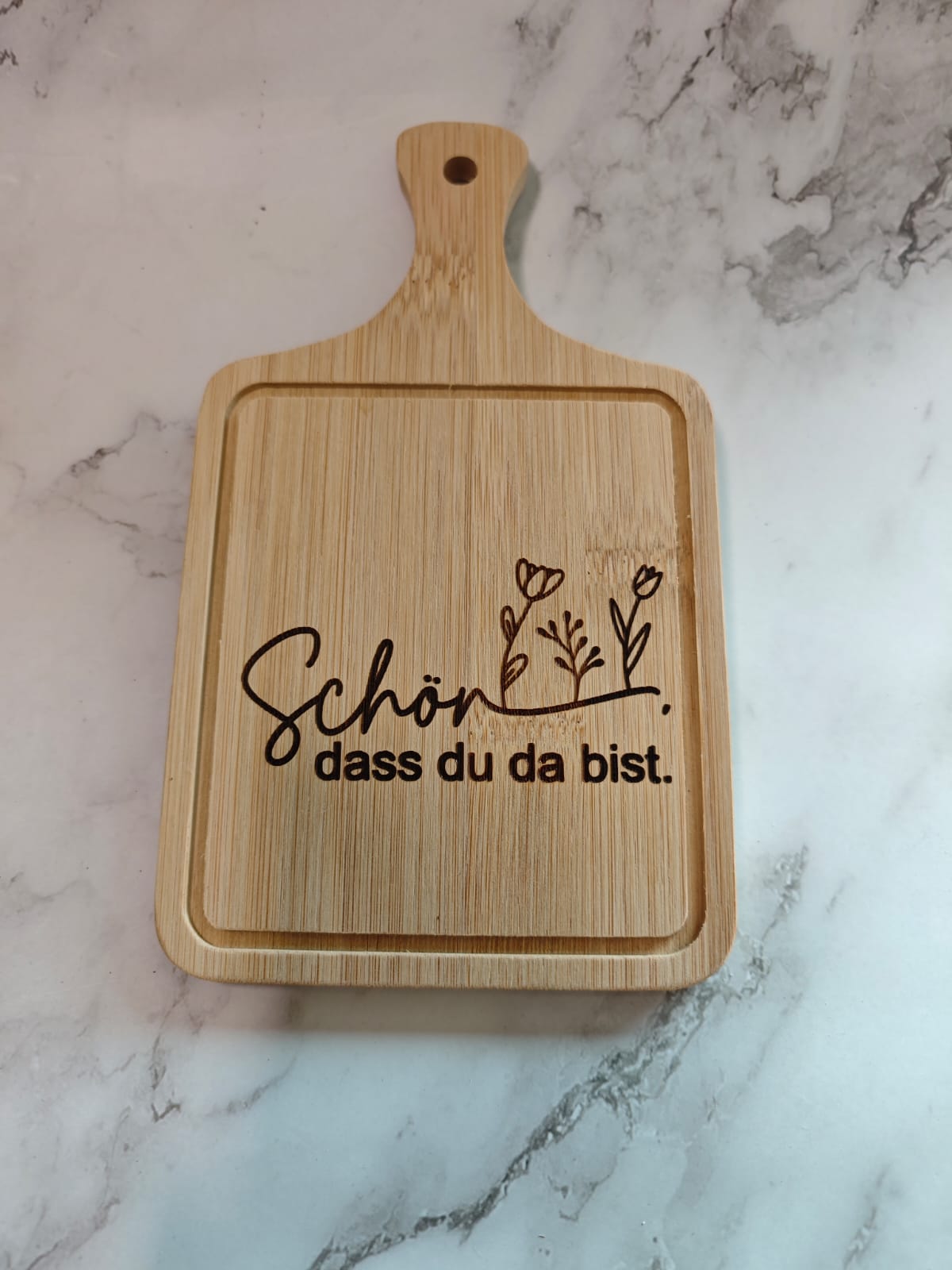 Kleine Servierbrettchen mit Wunschgravur aus Bambus, geeignet als Untersetzer, Motive Weihnachten, Blumen, Sprüche
