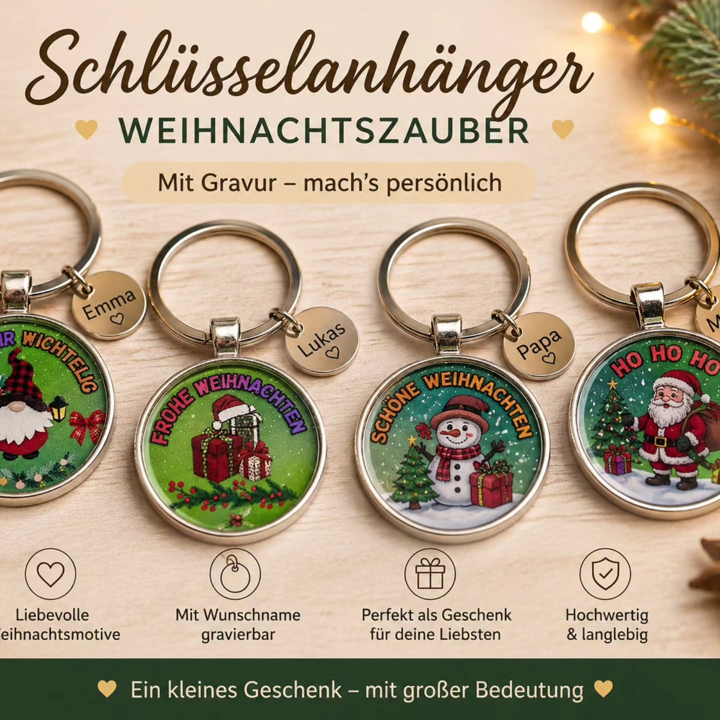 Schlüsselanhänger mit Weihnachtsmotiv - Kreativstuebchen