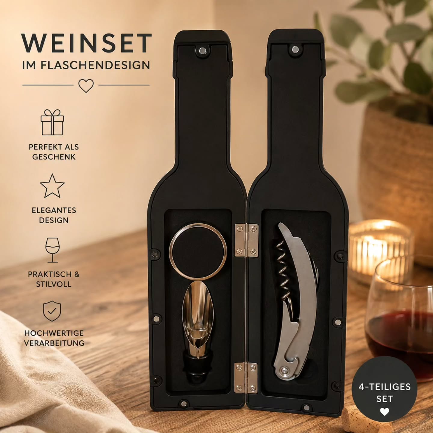Weinset in einer Flasche - Kreativstuebchen