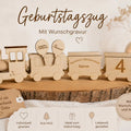 Holz Lokomotive mit Wagon Geurtstagszug - Kreativstuebchen