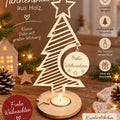 Weihnachtsdeko Aufsteller Tannenbaum mit Anhänger Spruch und LED Teelicht - Kreativstuebchen
