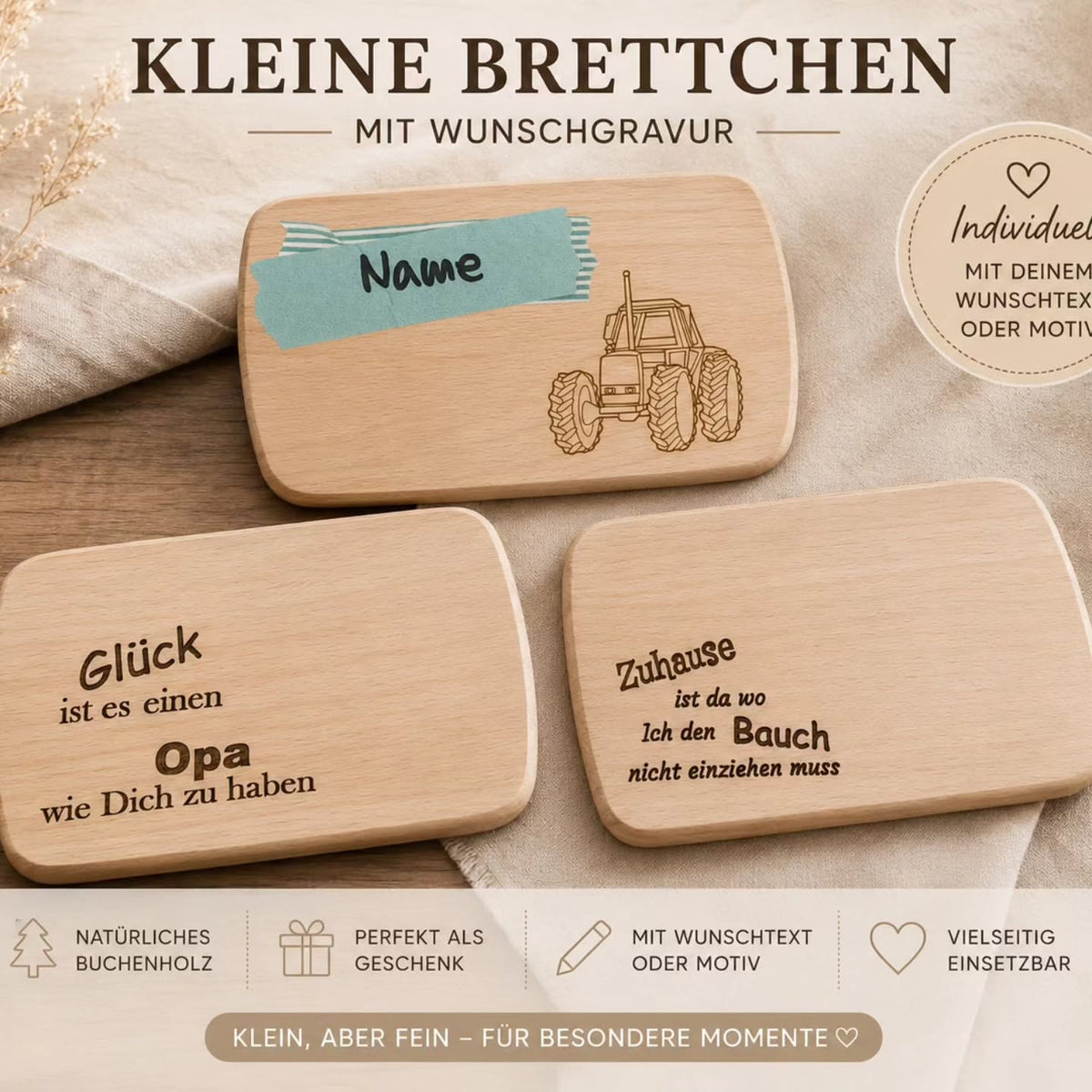 Frühstücksbrettchen mit Gravur - Kreativstuebchen