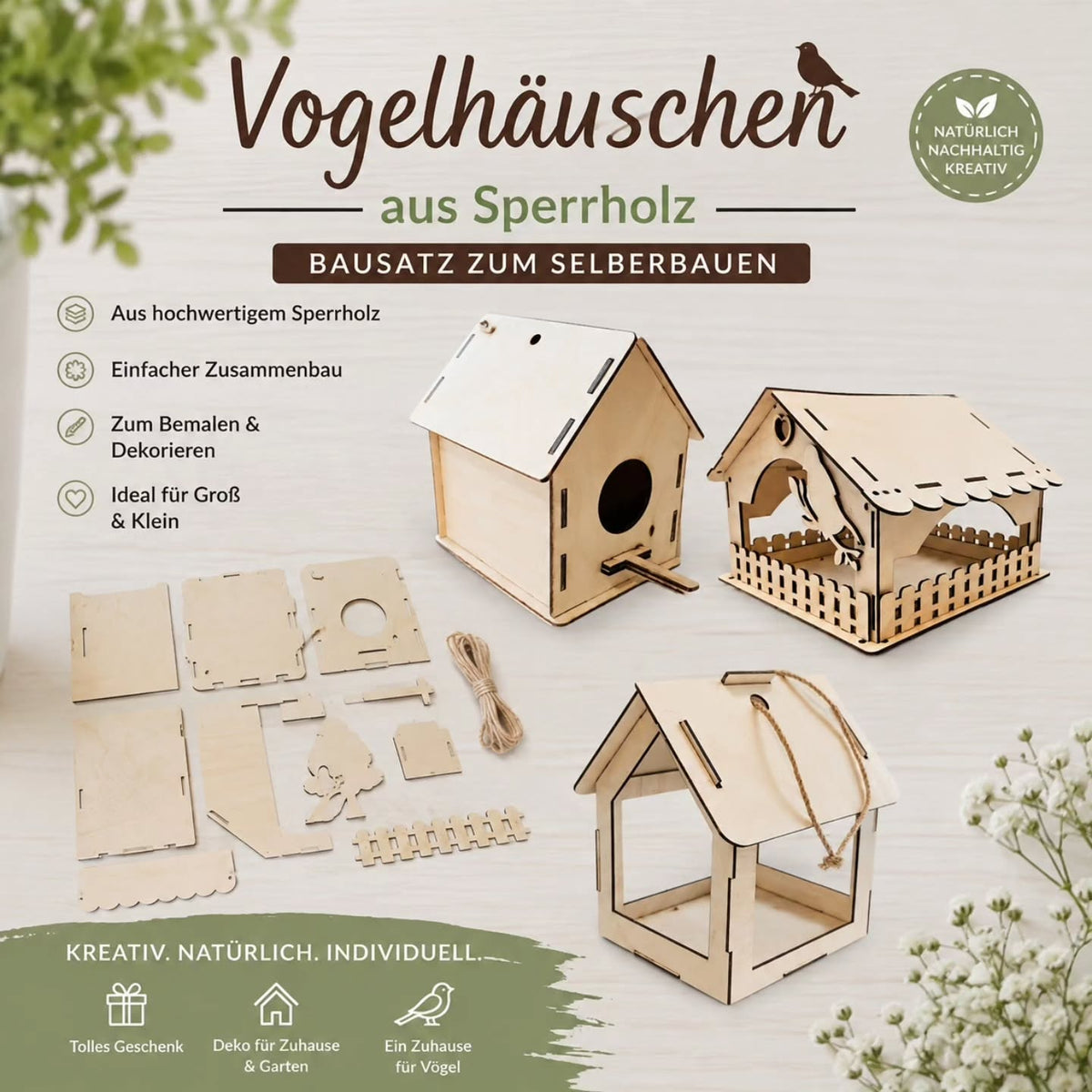 Vogelhaus Selbstbausatz aus Sperrholz - Kreativstuebchen