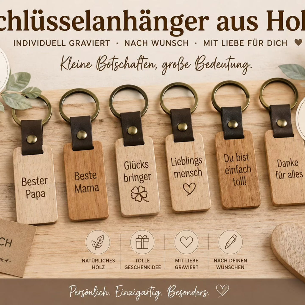 Schlüsselanhänger Accessoires Holz - Kreativstuebchen