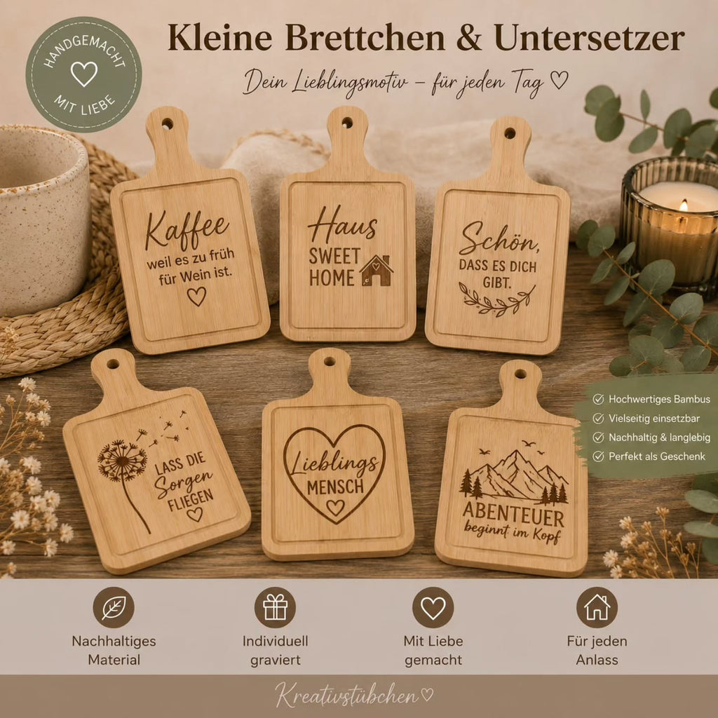 Frühstücksbrettchen mit Gravur zum Geburtstag Einzug oder Opa und Oma, Camper. - Kreativstuebchen