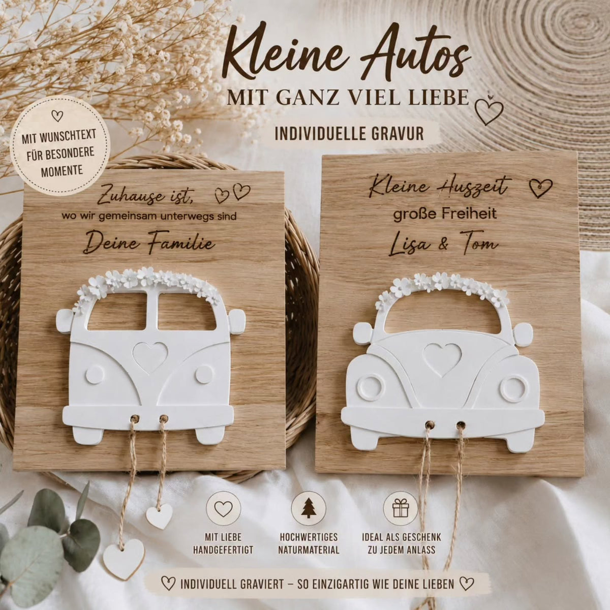 Hochzeit Geschenk mit Gravur aus Holz und Keramik Gips Geldgeschenk individuelles Hochzeitsgeschenk personalisiert - Kreativstuebchen