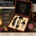 Weinöffner Set in Edler Holzbox mit Gravur nach Wunsch - Kreativstuebchen