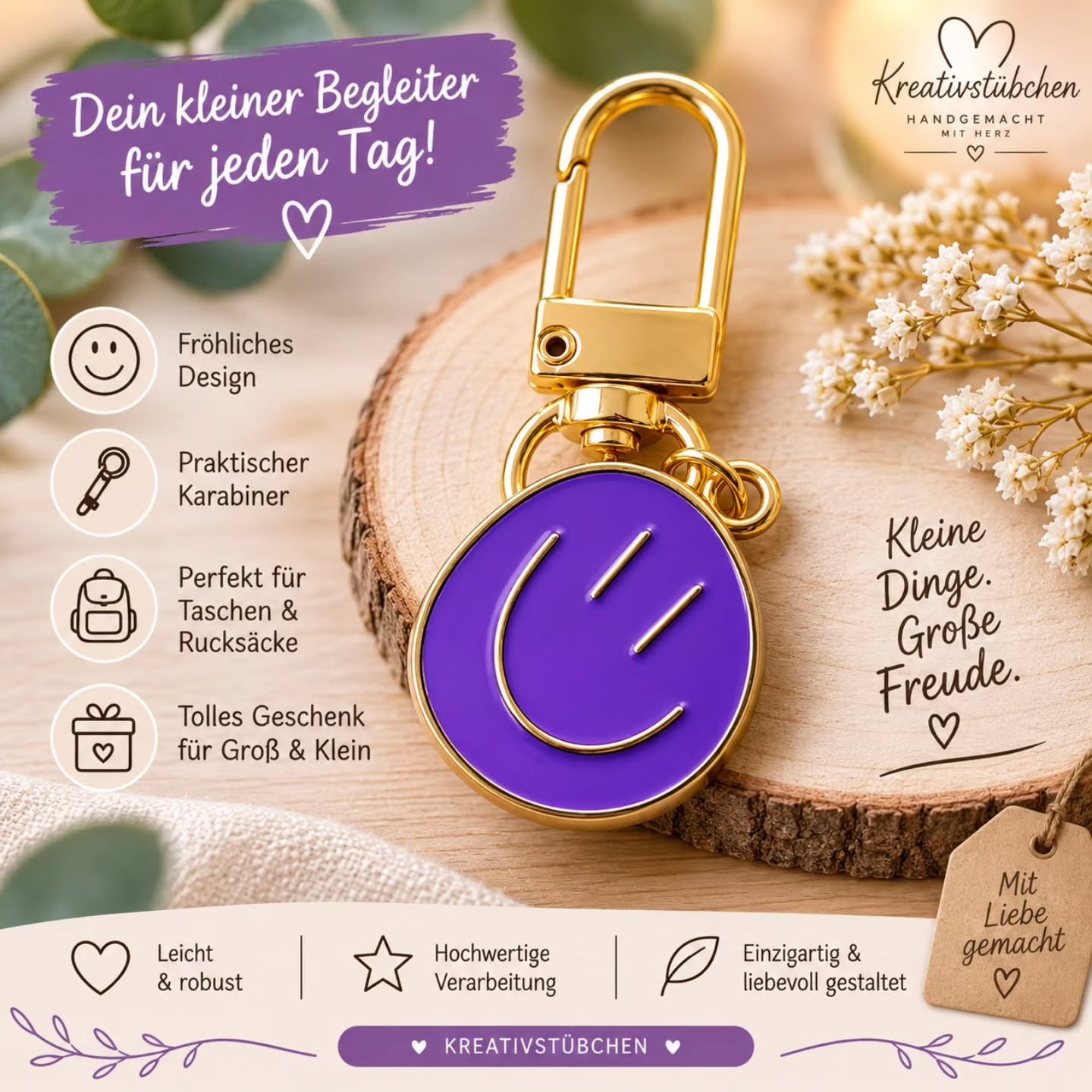 Accessoires Anhänger, Schlüssel und Reißverschlussanhänger, Danke, Mitbringsel, Aufmerksamkeit Andenken Personalisierte Geschenke - Kreativstuebchen