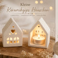 Mini Haus aus Keramikgips mit LED Deko Winterdeko Weihnachtsdekoration Mini Haus Häuschen Wichtel - Kreativstuebchen