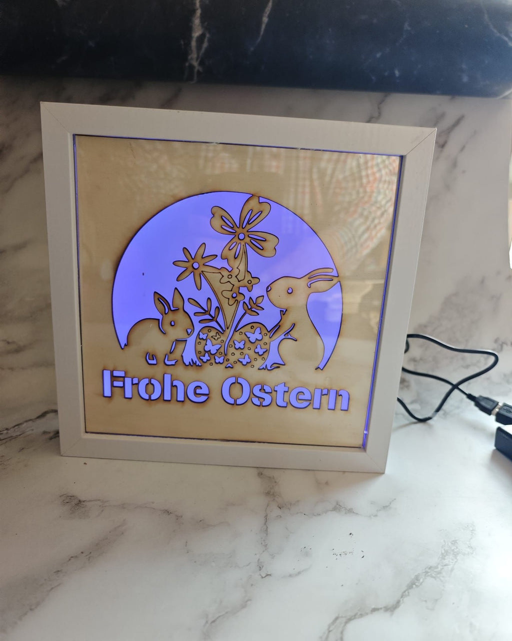 LED Leuchtrahmen 20*20cm Weiß mit verschiedenen Motiven wie zur Hochzeit, Verlobung, Partner, Liebe, Valentinstag, Personalisierbar. - Kreativstuebchen