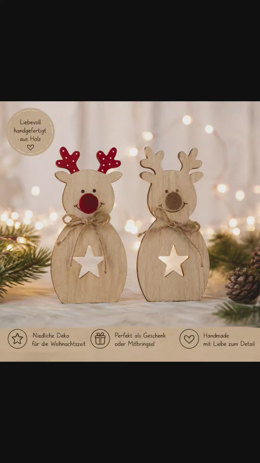 Weihnachtsdeko aus Holz, Rentier,Wichtelgeschenk, Arbeitskollegen, Weihnachtswichteln