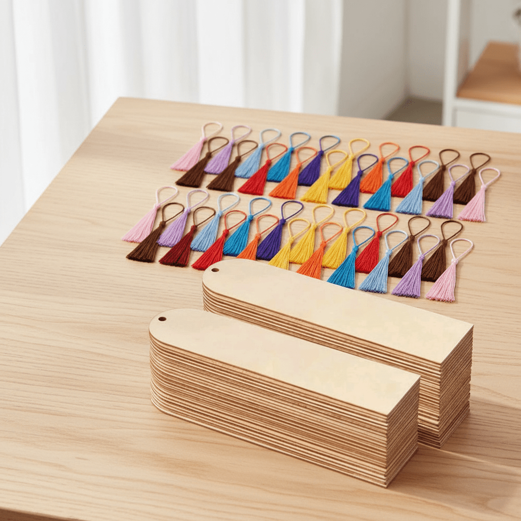 Lesezeichen aus Holz mit Quaste und Gravur - Kreativstuebchen