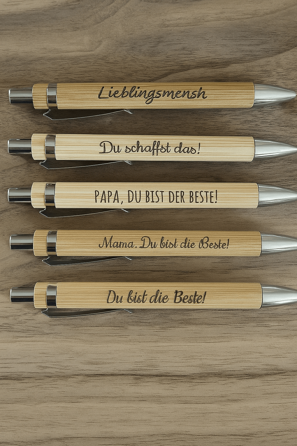 Kugelschreiber aus Bambus mit Personalisierung - Kreativstuebchen