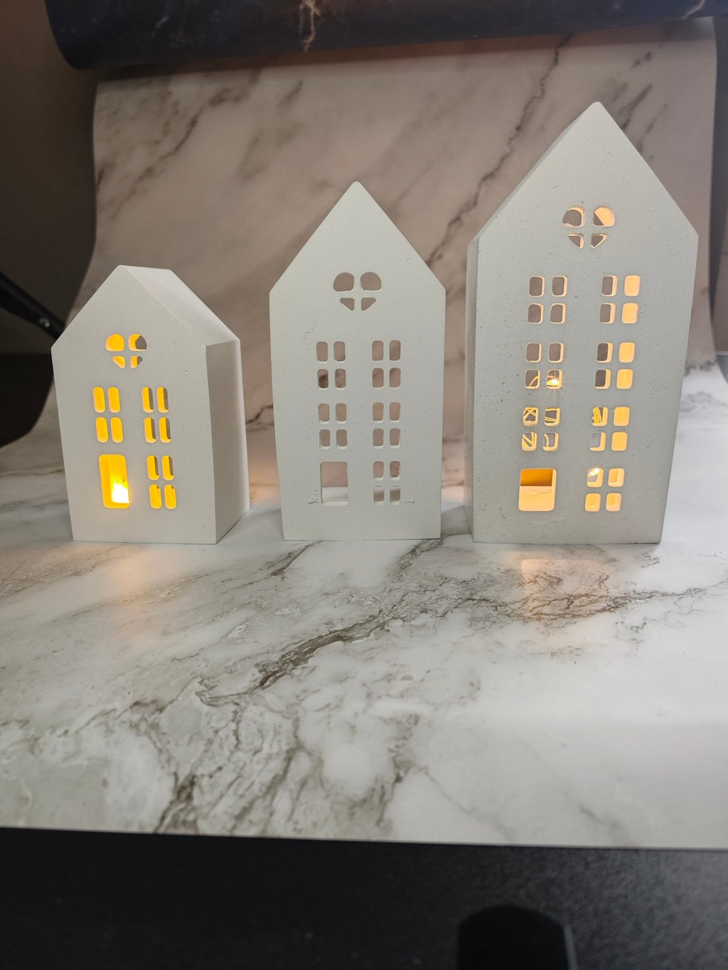 Häuser Set aus Keramik Gips Weibnachtsdeko - Kreativstuebchen