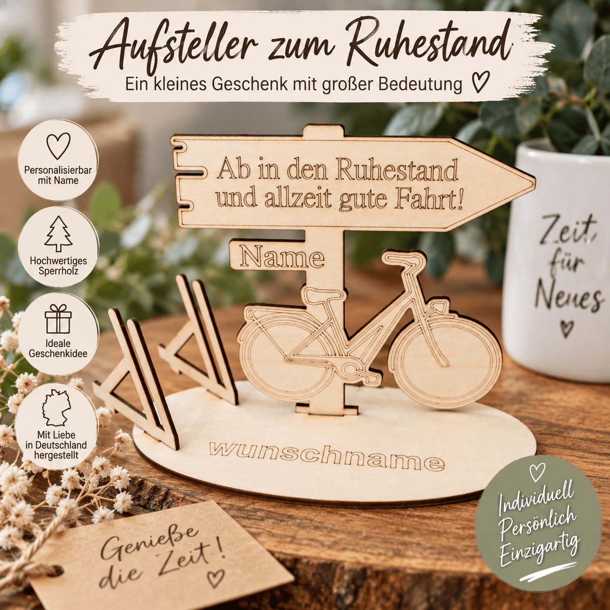 Ruhestand Fahrrad mit Wegweiser - Kreativstuebchen
