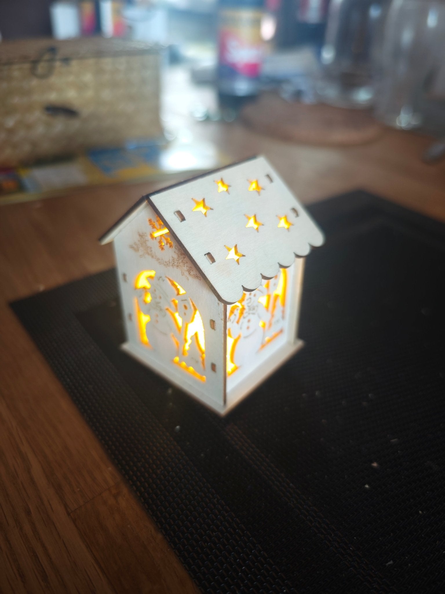 Holzhaus LED Deko Bausatz Beleuchtete Deko Winterdeko Weihnachtsdekoration Mini Haus Häuschen Wichtel - Kreativstuebchen