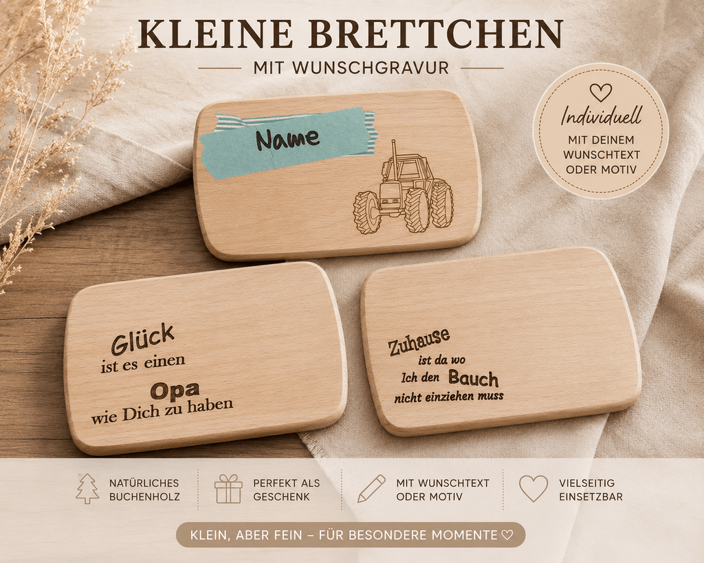 Frühstücksbrettchen mit personalisierter Gravur Servierbrett, Tabasbrett, Vesper Brett, Käsebrett - Kreativstuebchen