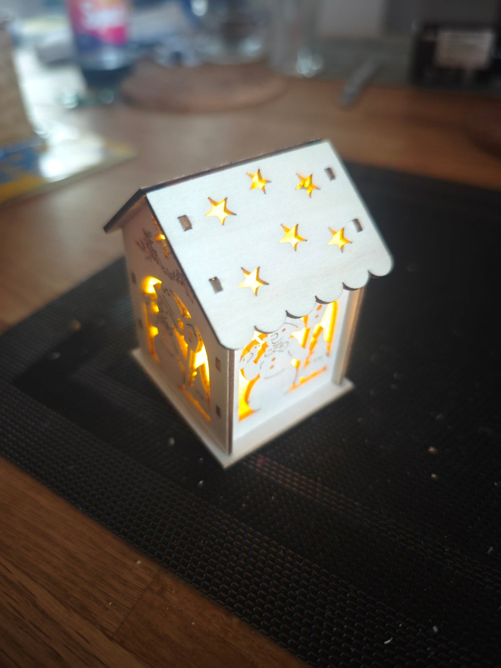 Holzhaus LED Deko Bausatz Beleuchtete Deko Winterdeko Weihnachtsdekoration Mini Haus Häuschen Wichtel - Kreativstuebchen