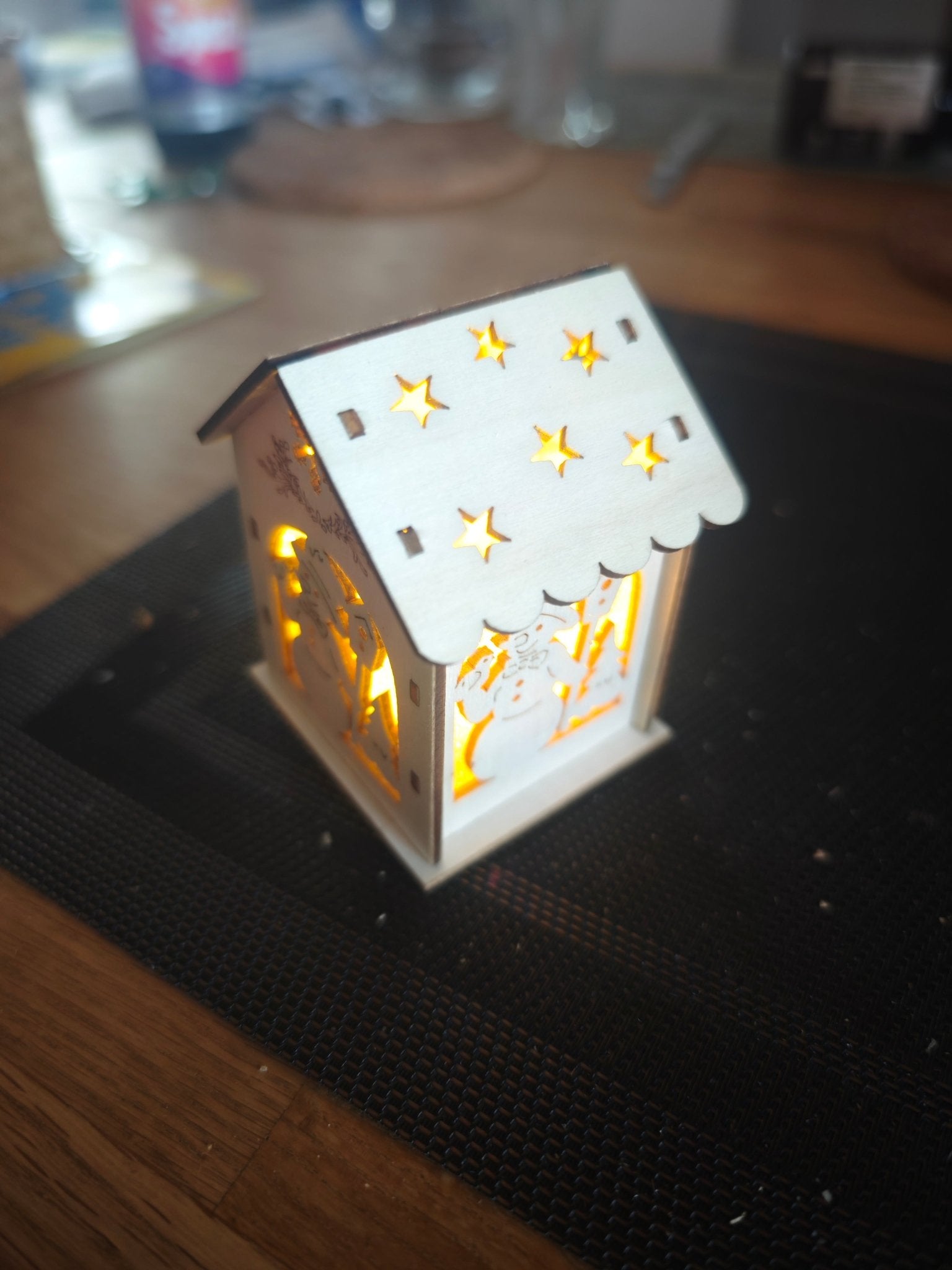 Holzhaus LED Deko Bausatz Beleuchtete Deko Winterdeko Weihnachtsdekoration Mini Haus Häuschen Wichtel - Kreativstuebchen