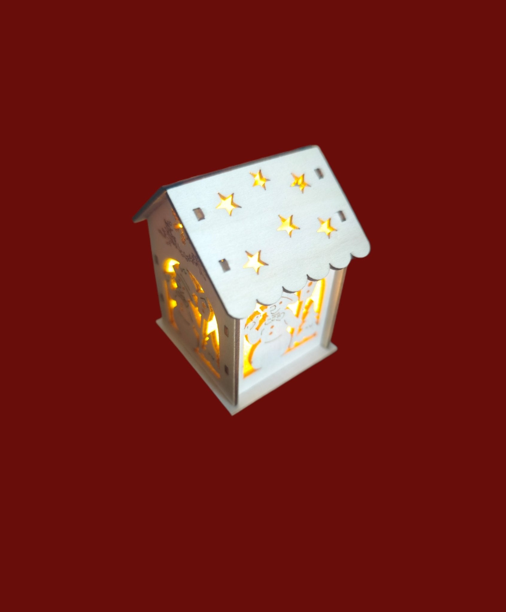 Holzhaus LED Deko Bausatz Beleuchtete Deko Winterdeko Weihnachtsdekoration Mini Haus Häuschen Wichtel - Kreativstuebchen