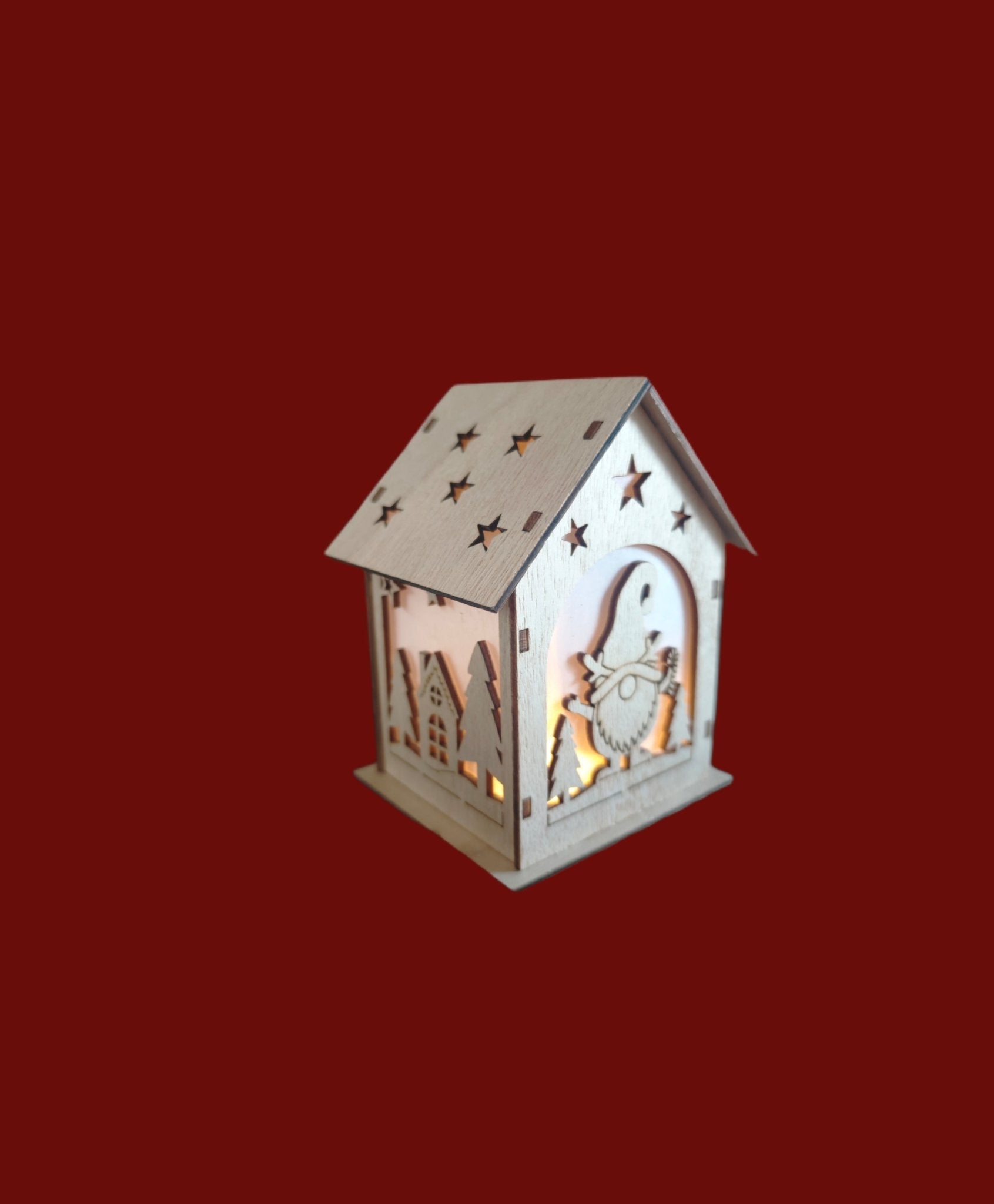 Holzhaus LED Deko Bausatz Beleuchtete Deko Winterdeko Weihnachtsdekoration Mini Haus Häuschen Wichtel - Kreativstuebchen