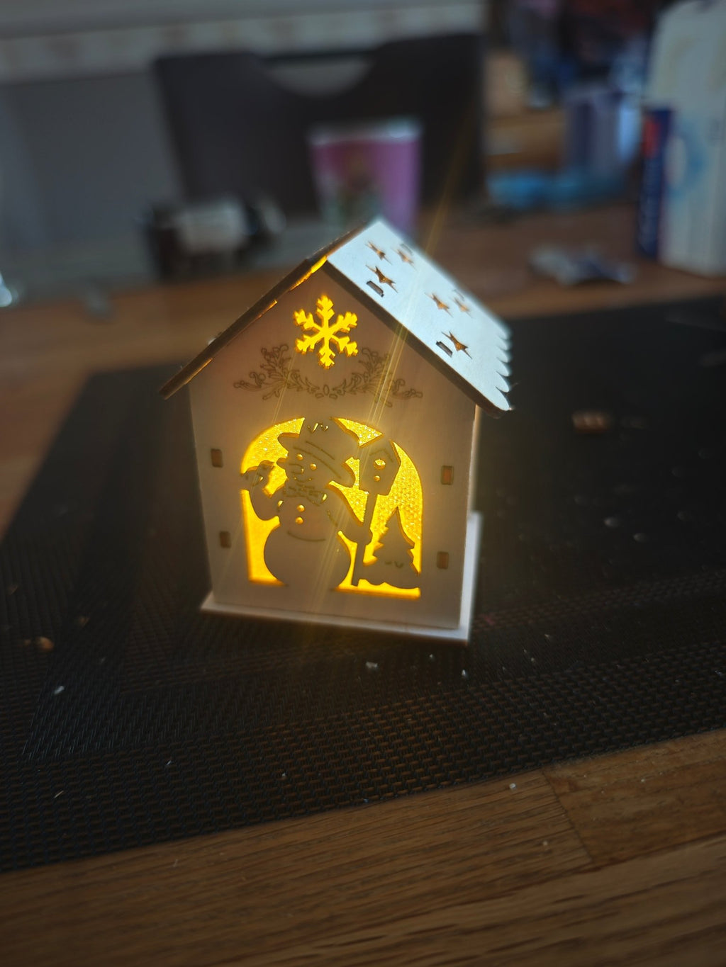 Holzhaus LED Deko Bausatz Beleuchtete Deko Winterdeko Weihnachtsdekoration Mini Haus Häuschen Wichtel - Kreativstuebchen