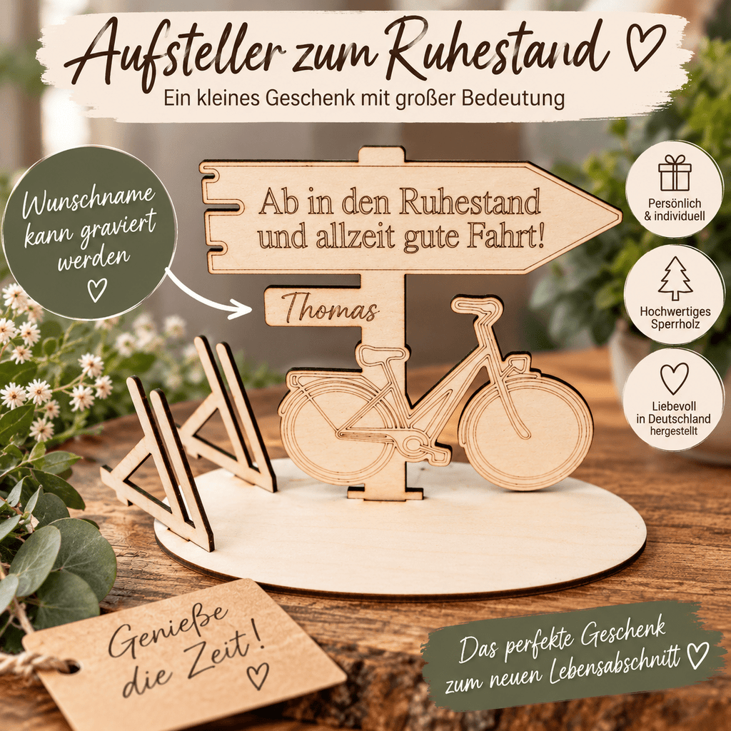 Ruhestand Fahrrad mit Wegweiser - Kreativstuebchen