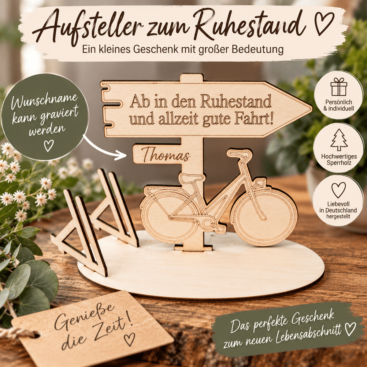 Ruhestand Fahrrad mit Wegweiser - Kreativstuebchen
