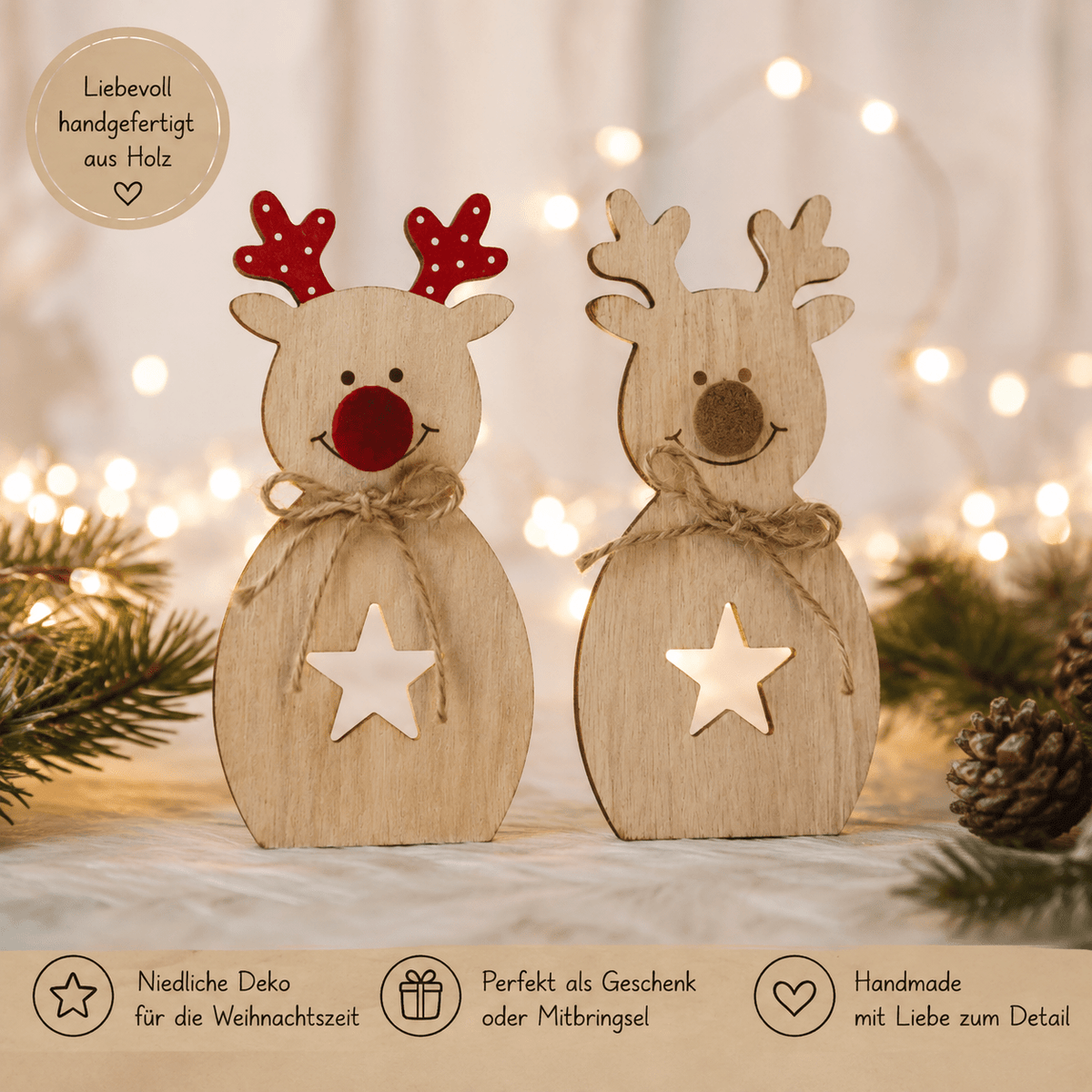 Weihnachtsdeko aus Holz, Rentier,Wichtelgeschenk, Arbeitskollegen, Weihnachtswichteln - Kreativstuebchen
