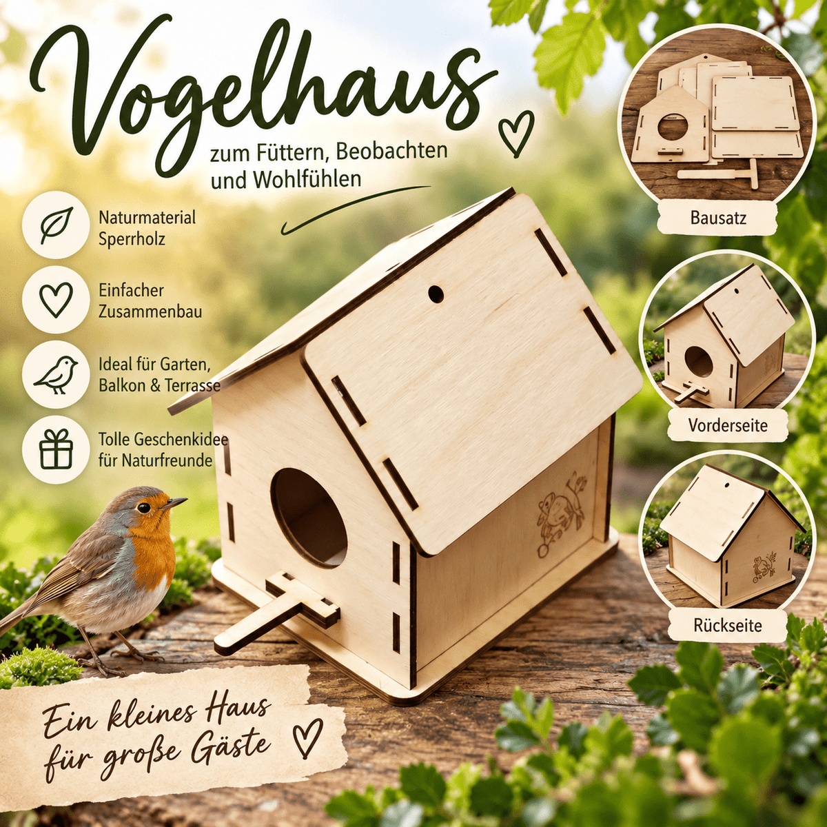 Vogelhaus Selbstbausatz aus Sperrholz - Kreativstuebchen
