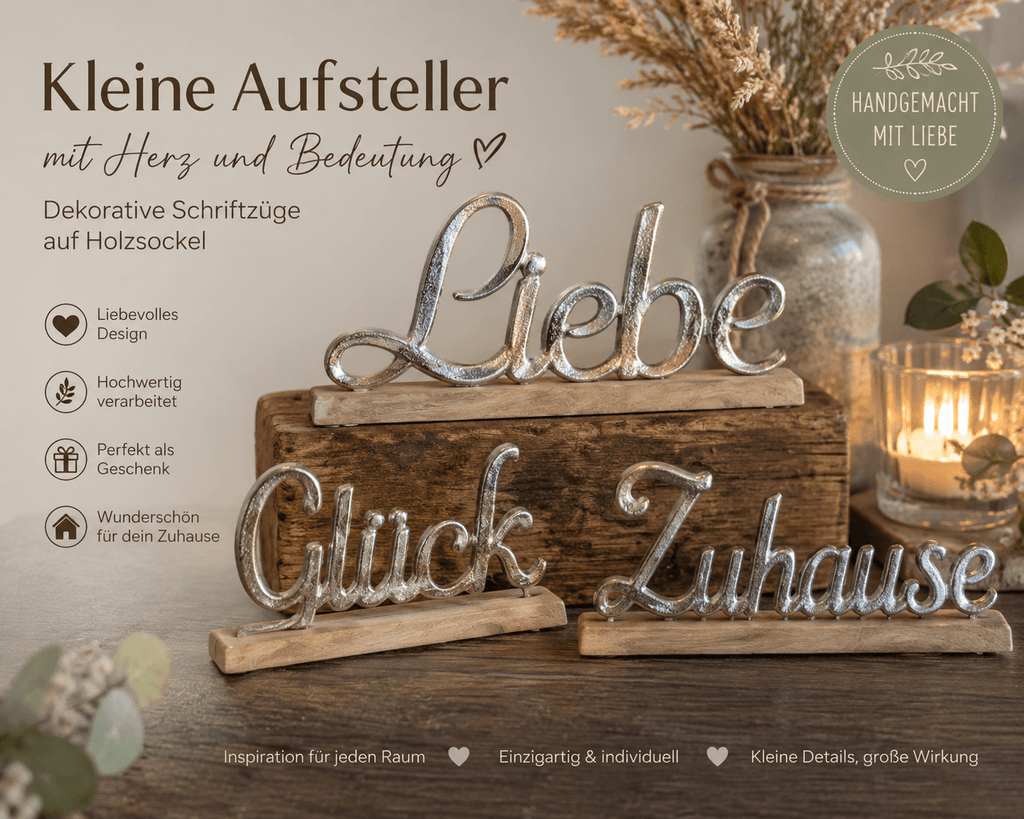 Aufsteller Ostern, Holz, Metall Schrift, Holzsockel mit Metallschrift - Kreativstuebchen