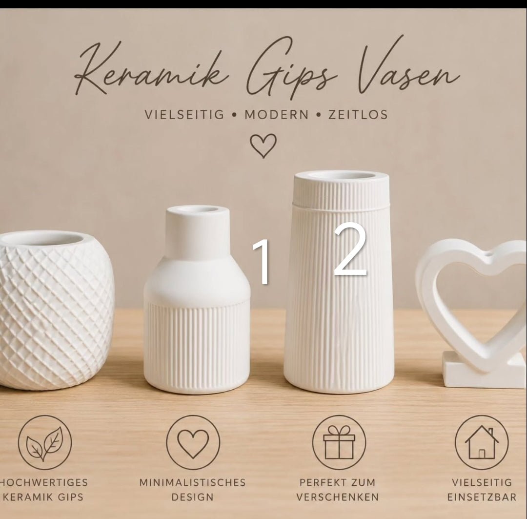 verschiedene Vasen aus Keramik Gips - Kreativstuebchen