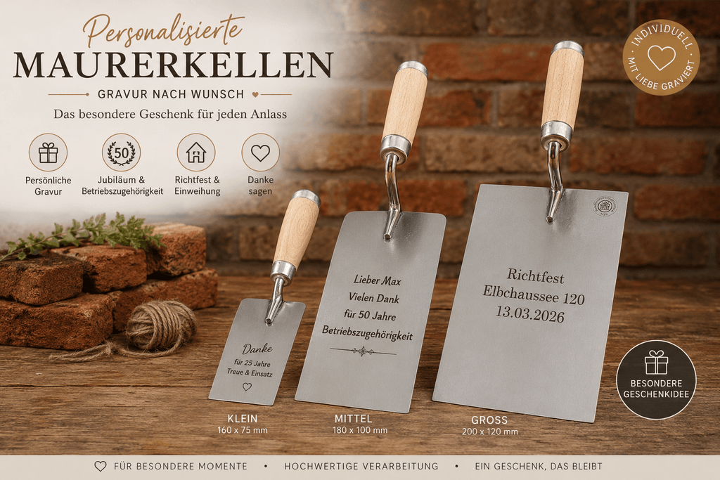 Personalisierte Maurerkelle als Geschenk zur Prüfung Jubiläum oder Einweihung - Kreativstuebchen