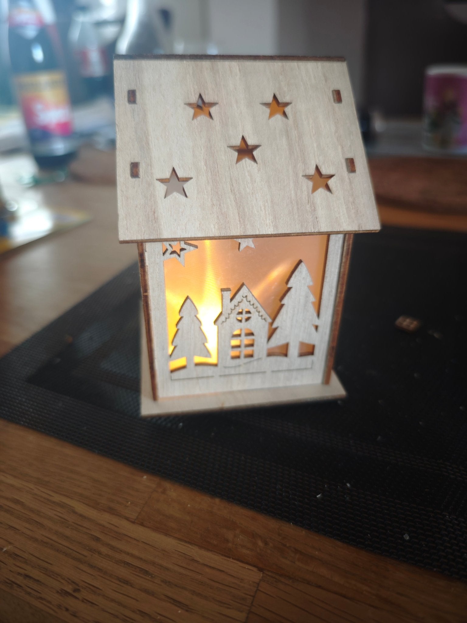 Holzhaus LED Deko Bausatz Beleuchtete Deko Winterdeko Weihnachtsdekoration Mini Haus Häuschen Wichtel - Kreativstuebchen