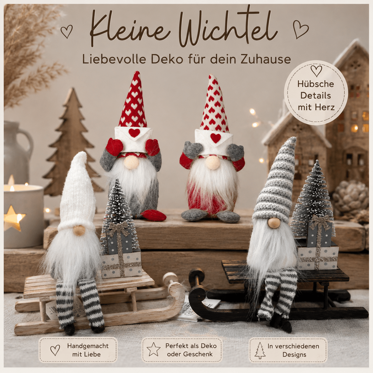 Wichtel Grün 22 cm stehend Weihnachtsdeko - Kreativstuebchen